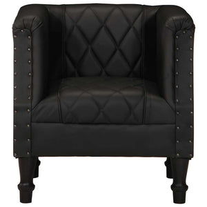 vidaXL Fauteuil noir en cuir de chèvre véritable