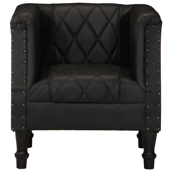 vidaXL Fauteuil noir en cuir de chèvre véritable