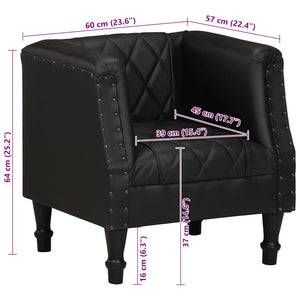vidaXL Fauteuil noir en cuir de chèvre véritable