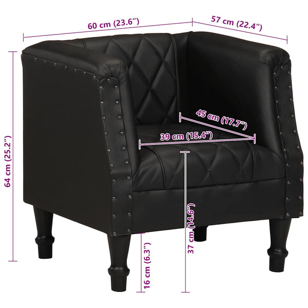 vidaXL Fauteuil noir en cuir de chèvre véritable