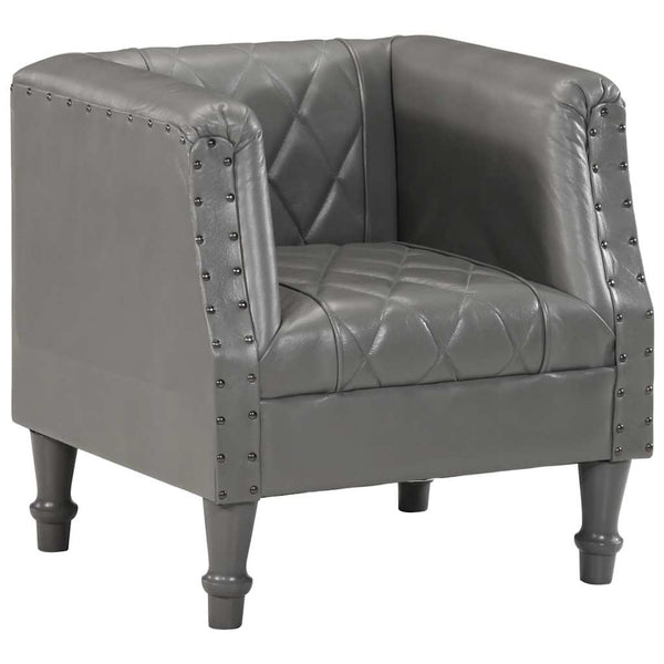 vidaXL Fauteuil gris en véritable cuir de chèvre