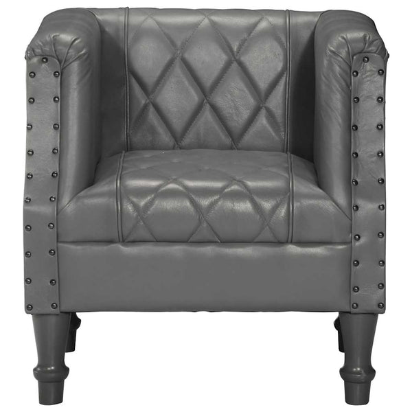 vidaXL Fauteuil gris en véritable cuir de chèvre