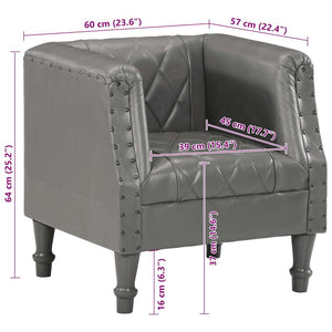 vidaXL Fauteuil gris en véritable cuir de chèvre