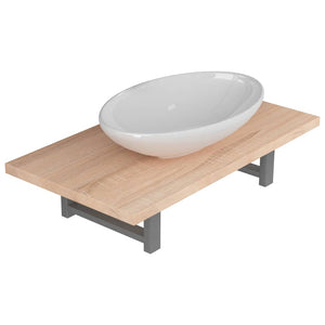 vidaXL 2-Piece Bathroom Furniture Set Ceramic Oak Brown
