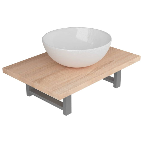 vidaXL 2-Piece Bathroom Furniture Set Ceramic Oak Brown