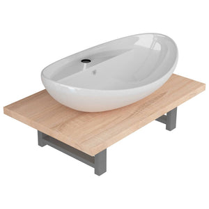 vidaXL 2-Piece Bathroom Furniture Set Ceramic Oak Brown