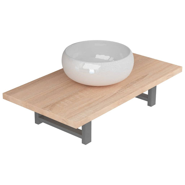 vidaXL Ensemble de meubles de salle de bain 2 pcs Céramique Chêne marron