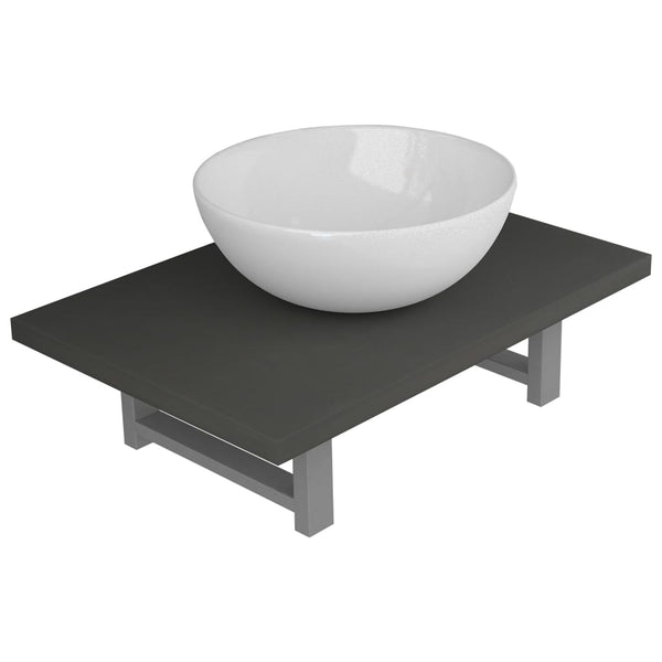vidaXL 2-Piece Bathroom Furniture Set Ceramic Grey