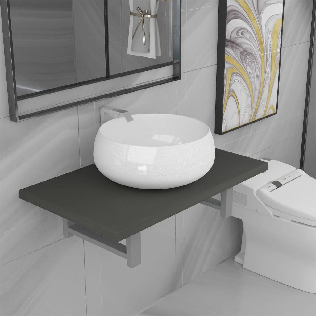vidaXL Ensemble de meubles de salle de bain 2 pièces en céramique gris