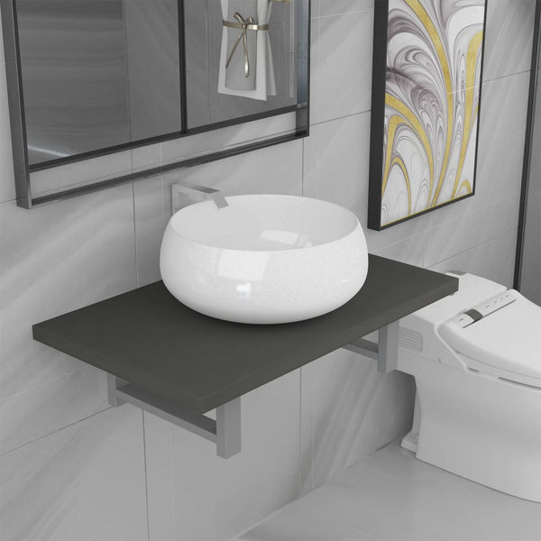 vidaXL Ensemble de meubles de salle de bain 2 pièces en céramique gris