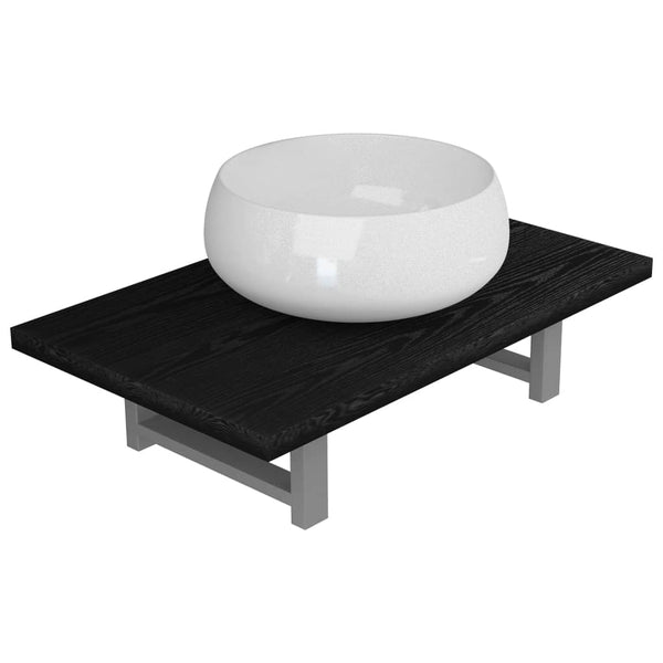 vidaXL Ensemble de meubles de salle de bain 2 pcs Céramique Noir