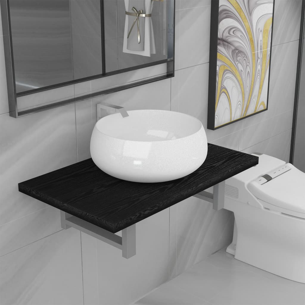vidaXL Ensemble de meubles de salle de bain 2 pcs Céramique Noir