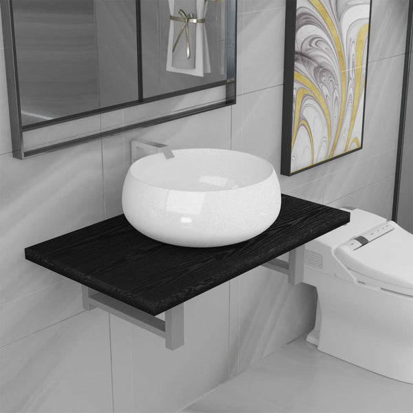 vidaXL Ensemble de meubles de salle de bain 2 pcs Céramique Noir