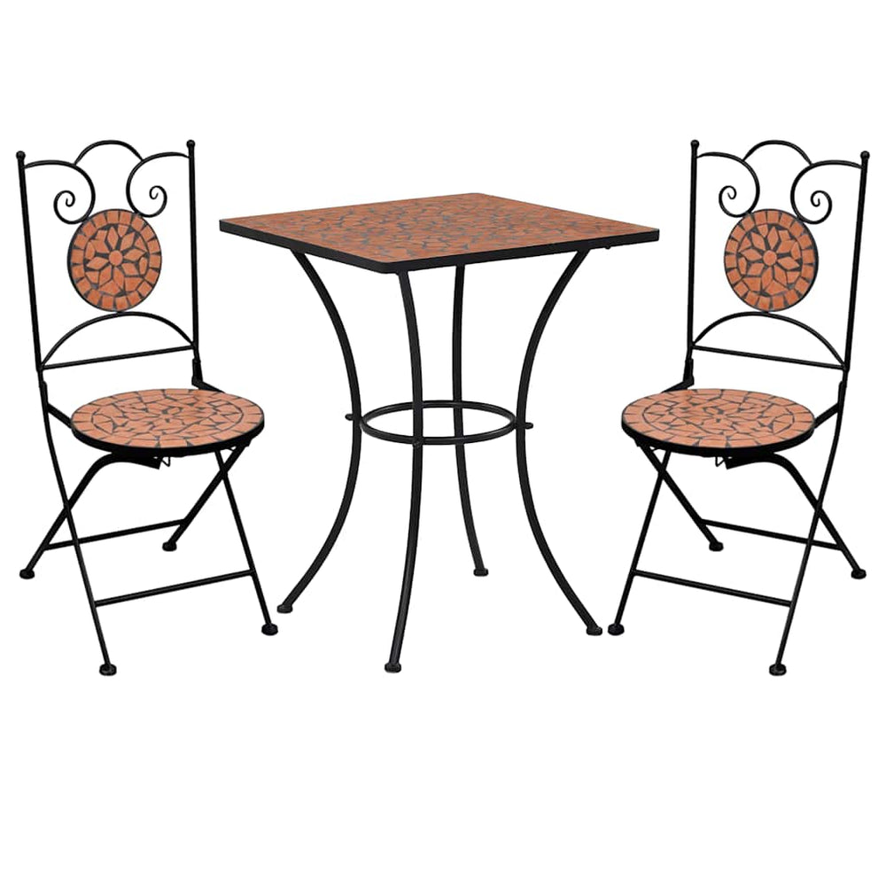 vidaXL Ensemble de bistrot 3 pièces Mosaïque Céramique Terre Cuite