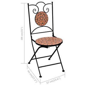 3-tlg. Bistro-Set Mosaik Keramik Terrakotta
