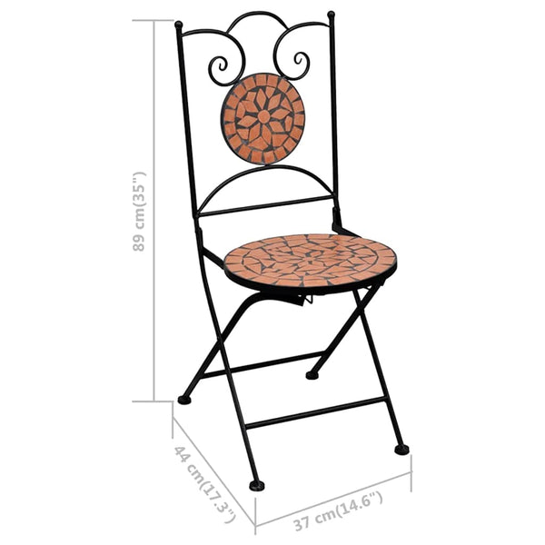 3-tlg. Bistro-Set Mosaik Keramik Terrakotta