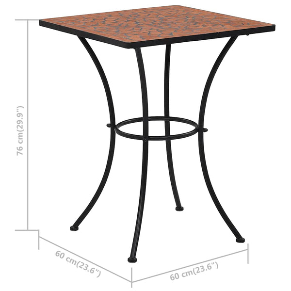 3-tlg. Bistro-Set Mosaik Keramik Terrakotta