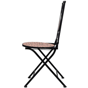 3-tlg. Bistro-Set Mosaik Keramik Terrakotta