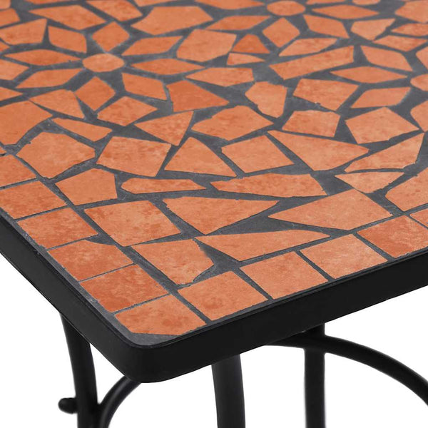 3-tlg. Bistro-Set Mosaik Keramik Terrakotta