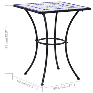 3-tlg. Bistro-Set Mosaik Keramik Blau und Weiß
