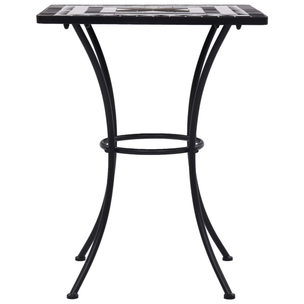 3-tlg. Bistro-Set Mosaik Keramik Schwarz und Weiß