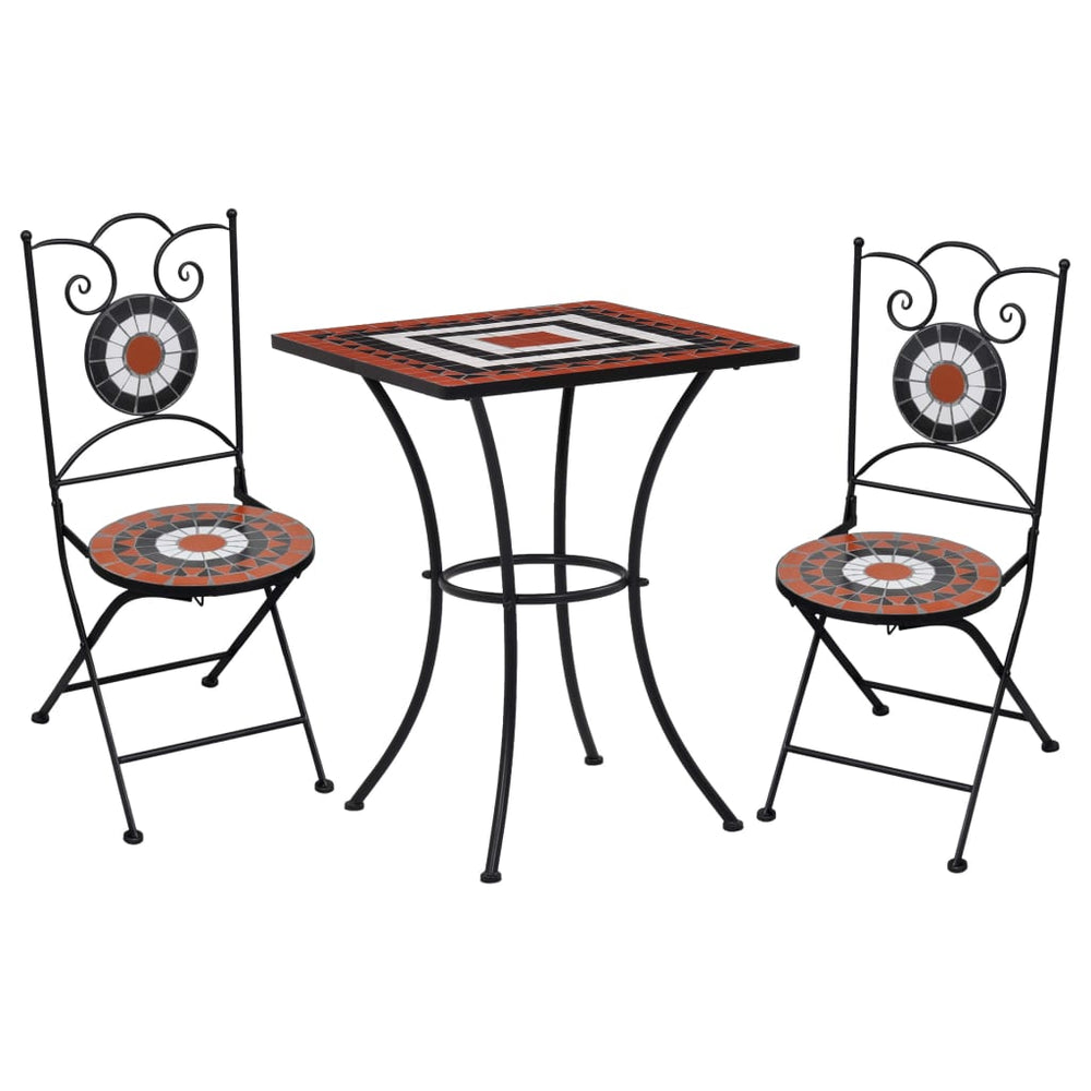 vidaXL Ensemble de bistro 3 pièces Mosaïque Céramique Terre Cuite et Blanc