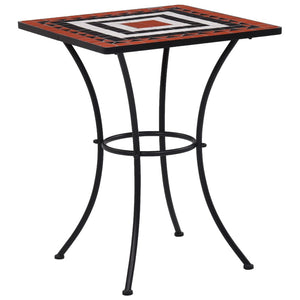 3-tlg. Bistro-Set Mosaik Keramik Terrakotta und Weiß