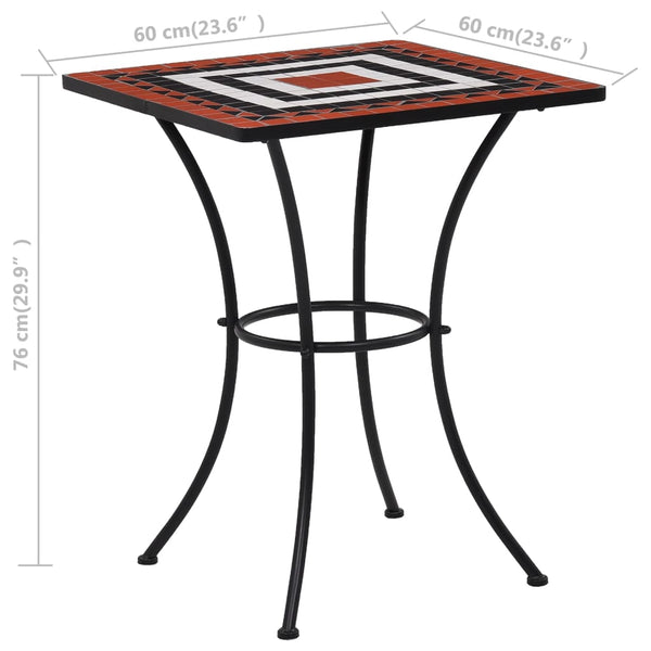 3-tlg. Bistro-Set Mosaik Keramik Terrakotta und Weiß