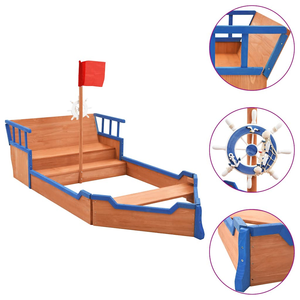 vidaXL Bateau pirate bac à sable bois de sapin 190x94,5x101 cm