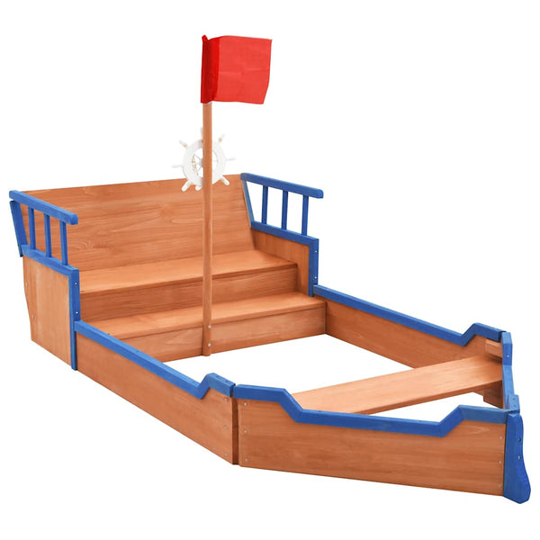 Pirat Sandkasten aus Holz 190x94.5x101 cm