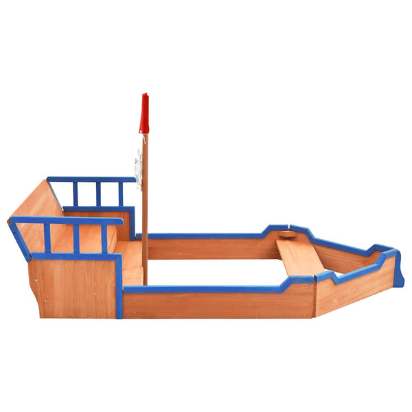 Pirat Sandkasten aus Holz 190x94.5x101 cm