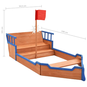 Pirat Sandkasten aus Holz 190x94.5x101 cm