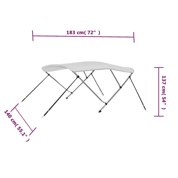 3-Bügel Bimini Top Weiß 183x140x137 cm