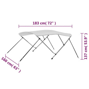 3-Bügel Bimini Top Weiß 183x160x137 cm