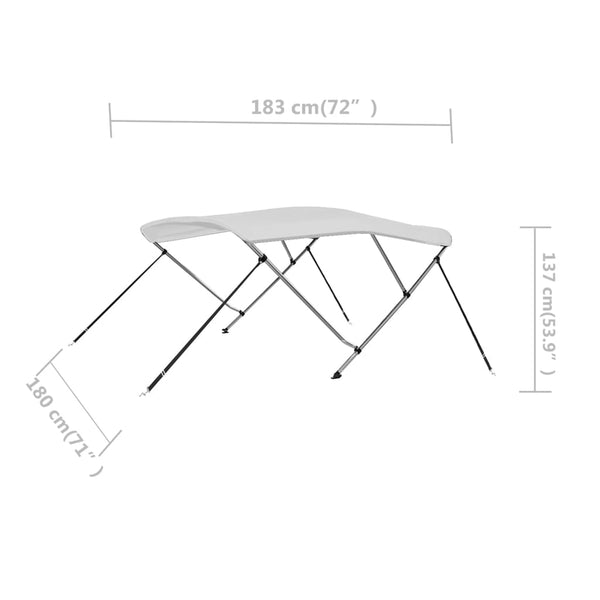 3-Bügel Bimini Top Weiß 183x180x137 cm