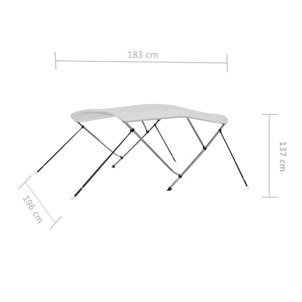 Weißes 3-Bügel-Bimini-Top 183x196x137cm