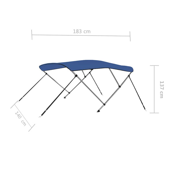 vidaXL Taud de soleil 3 arceaux bleu 183x140x137 cm