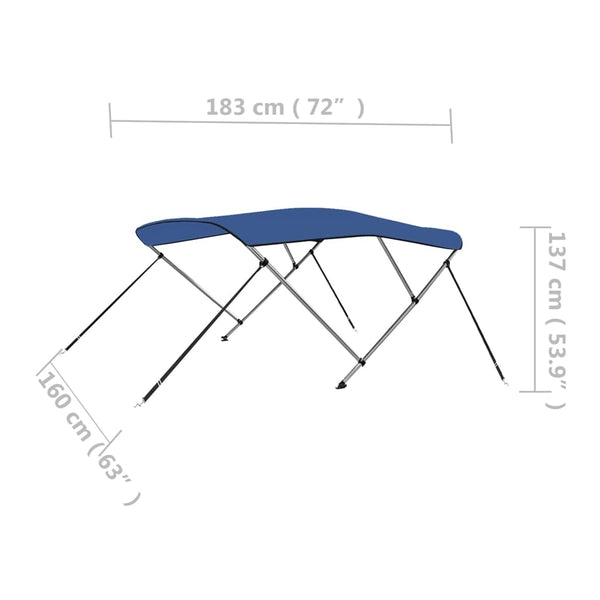 Blaues 3-Bügel Bimini-Top 183x160x137cm