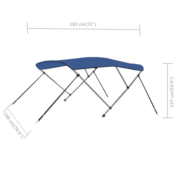 Blaues 3-Bügel Bimini-Top 183x180x137 cm