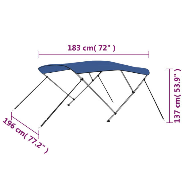Blaues 3-Bügel-Bimini-Top 183x196x137cm