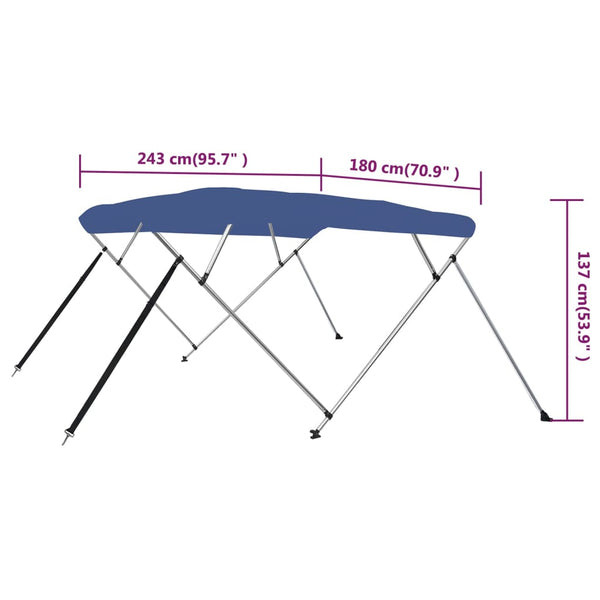 Blaues 4-Bügel-Bimini-Top 243x180x137cm