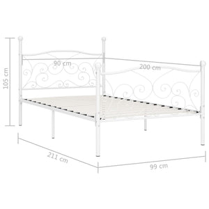 Bettgestell mit Lattenrost Weiß Metall 90 x 200 cm