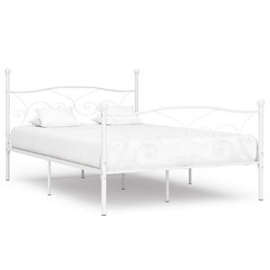 vidaXL Cadre de lit avec sommier à lattes Blanc Métal 120×200 cm