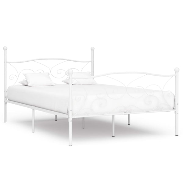 vidaXL Cadre de lit avec sommier à lattes Blanc Métal 120×200 cm