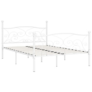 vidaXL Cadre de lit avec sommier à lattes Blanc Métal 120×200 cm