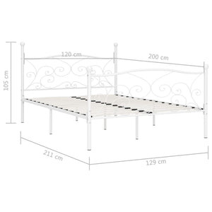 vidaXL Cadre de lit avec sommier à lattes Blanc Métal 120×200 cm