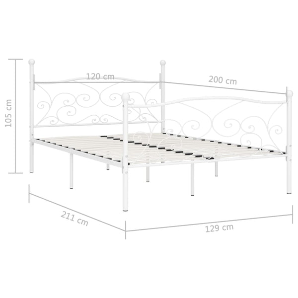 vidaXL Cadre de lit avec sommier à lattes Blanc Métal 120×200 cm