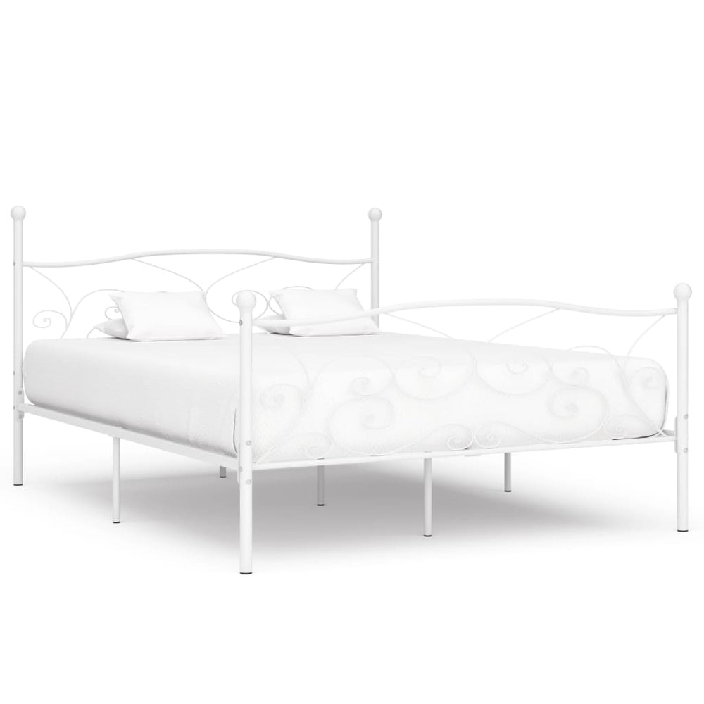 vidaXL Bed Frame with Slats White Metal 180 x 200 cm