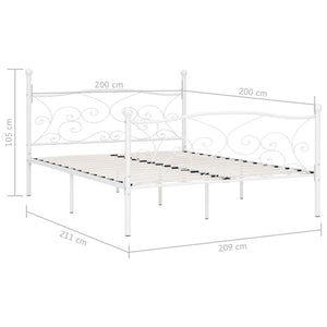 vidaXL Cadre de lit avec sommier à lattes Métal Blanc 200 x 200 cm