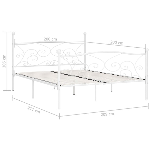 vidaXL Cadre de lit avec sommier à lattes Métal Blanc 200 x 200 cm